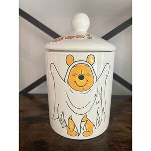 Winnie the Pooh Halloween Boo Storage Ceramic Cookie Jar New